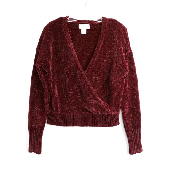 Anthropologie Sweaters - Ruby Moon burgundy red chenille wrap soft cozy euc